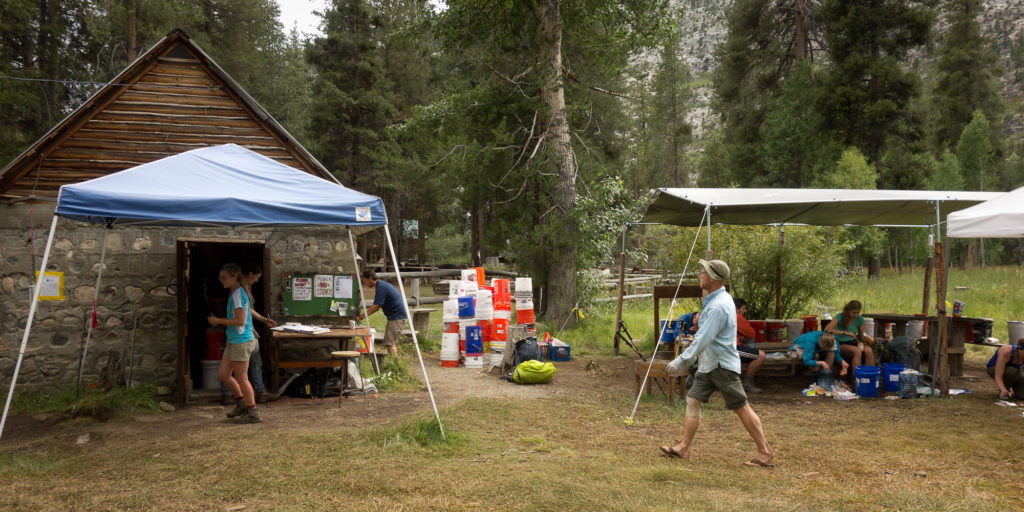 Supply buckets at Muir Trail Ranch