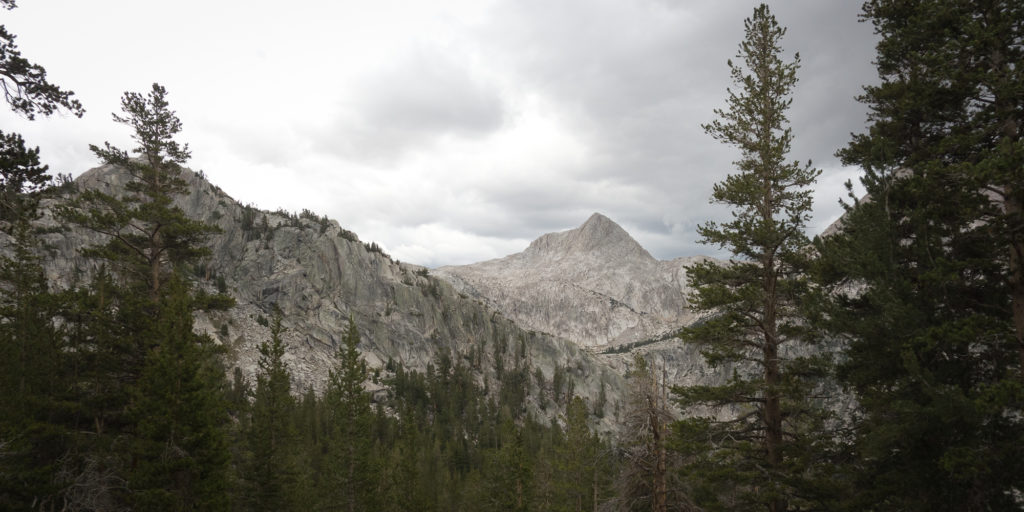 Climbing up towards Evolution Lake