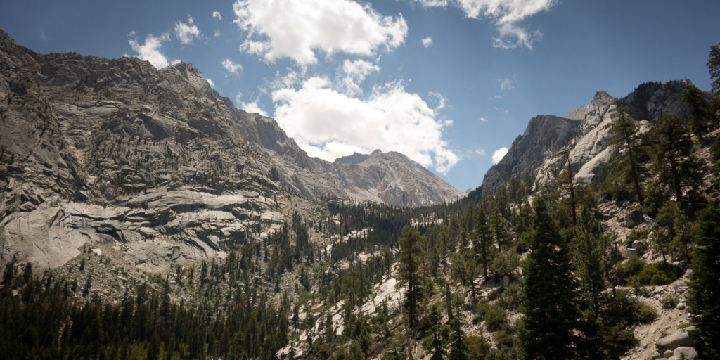 The summit is out of sight now. The long trail down to Whitney Portal.